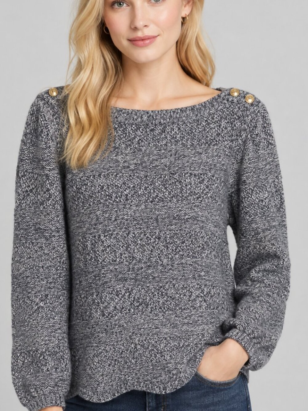Tommy Hilfiger Women's Navy Crew Cableknit Pullover Sweater XL